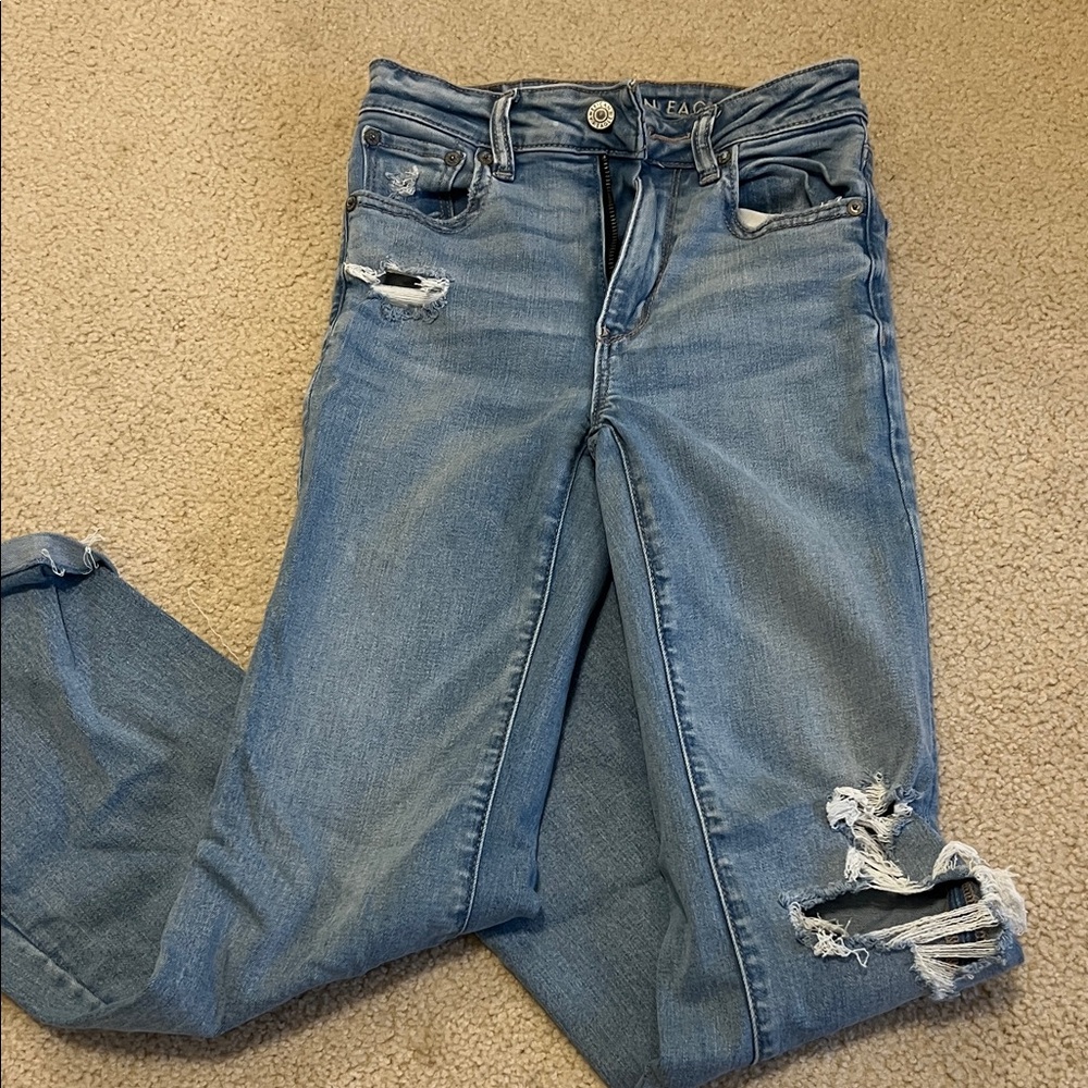 American Eagle Outfitters Light Blue Distressed Boyfriend Jeans